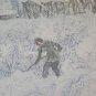 Large Painting Modern Landscape Snowy Farmers and Animals to Work P33.1