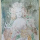 27 5/8x32 5/16in Painting Nude Feminine Portrait with Technical Frost Vintage