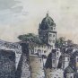 Engraving Antique Renzo Cordiviola Saint Tomaso Genova Old with Frame Wood G35