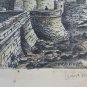 Engraving Antique Renzo Cordiviola Saint Tomaso Genova Old with Frame Wood G35
