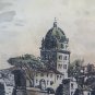 Engraving Antique Renzo Cordiviola Saint Tomaso Genova Old with Frame Wood G35