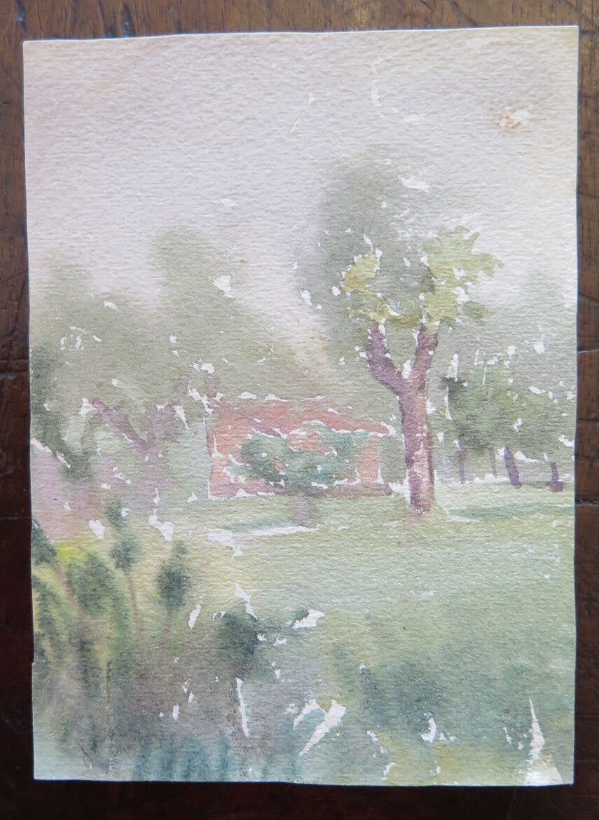 Small Painted Antique Landscape by Country Opera of Maestro G.Pancaldi P28.4