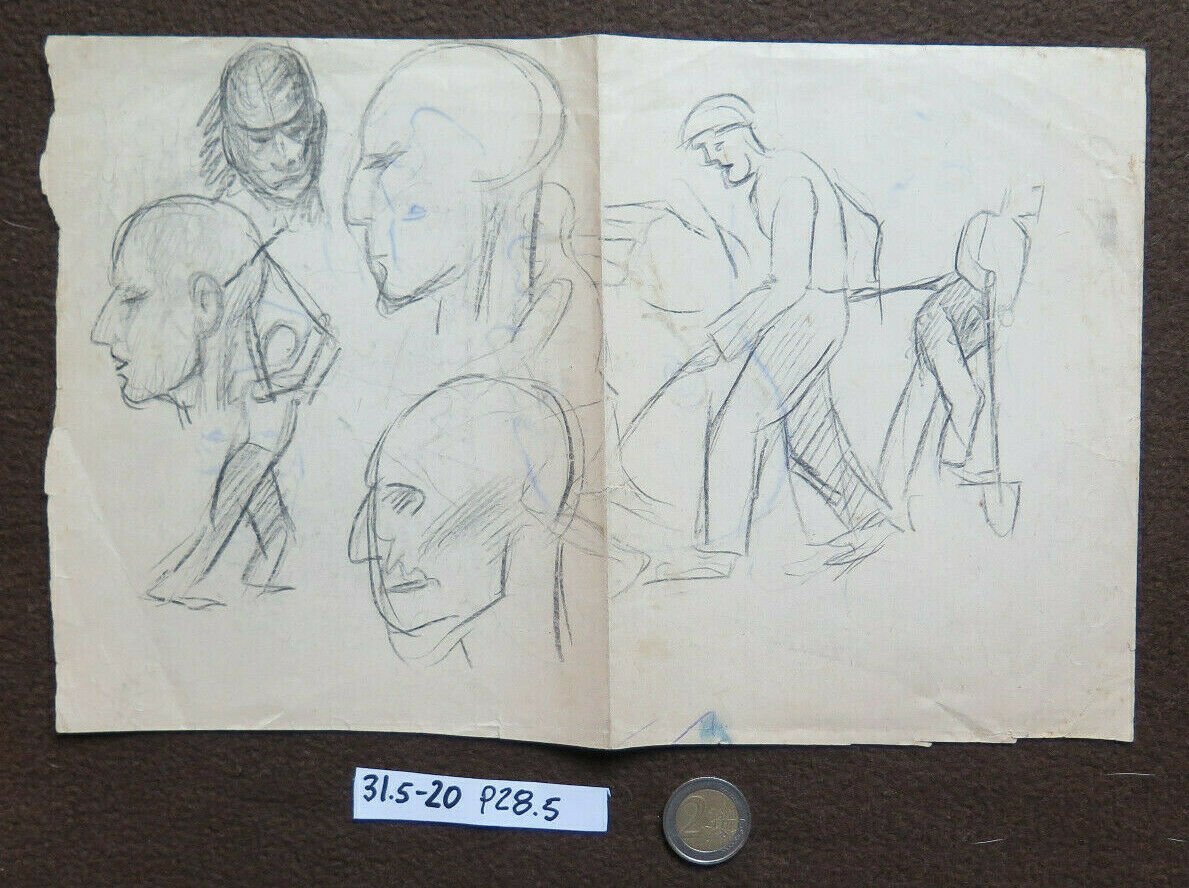 Drawing Antique Pencil on Basket Studio for Faces Human and Shapes Sketch P28.5