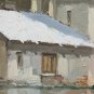 Painting Oil on Linen Signed Cacciamali Snow a Bernate Landscape Countryside X9