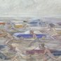 37x22 13/16in Painting Vintage Technical Mixed Cars Traffic Chaos Stress Smog