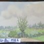 Old Watercolour on Basket Sketch Sketching Landscape Countryside Vine P28.4