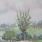 Old Watercolour on Basket Sketch Sketching Landscape Countryside Vine P28.4