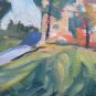 Painting Format Widescreen Antique Painting Oil on board Landscape in Summer P12