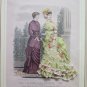 Pair of Paintings Antique with Model of Clothes Female Activities R103