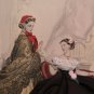 Pair of Paintings Antique with Model of Clothes Female Activities R103