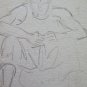 Drawing Sketch Antique Studio for Male Figurine Seated Years Fifty P28.4