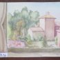 Painting Landscape Countryside Signed Pancaldi 85 Watercolour on paper Vintage