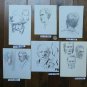 Six Drawings Antique with Studio for Faces Human Pencil Pen Paper Years 50 P28.6