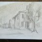 Drawing Antique Studio Preparatory View Home Countryside Sketch Original P28.5