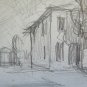 Drawing Antique Studio Preparatory View Home Countryside Sketch Original P28.5