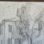 Drawing Antique Studio Preparatory View Home Countryside Sketch Original P28.5