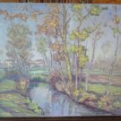 25 5/8x19 11/16in Painting to Oil Vintage View Landscape Forces Bush Stream P7