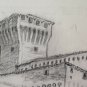Drawing Antique View of Castle by Vignola in Province by Modena P33.7