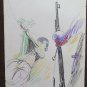 4 Sketching Drawings Original Theme War Prisoner Torturato by Soldiers P28.7