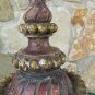 Table Lamp Lampshade Antique Wooden Golden Golden Gold & Lacquered '800