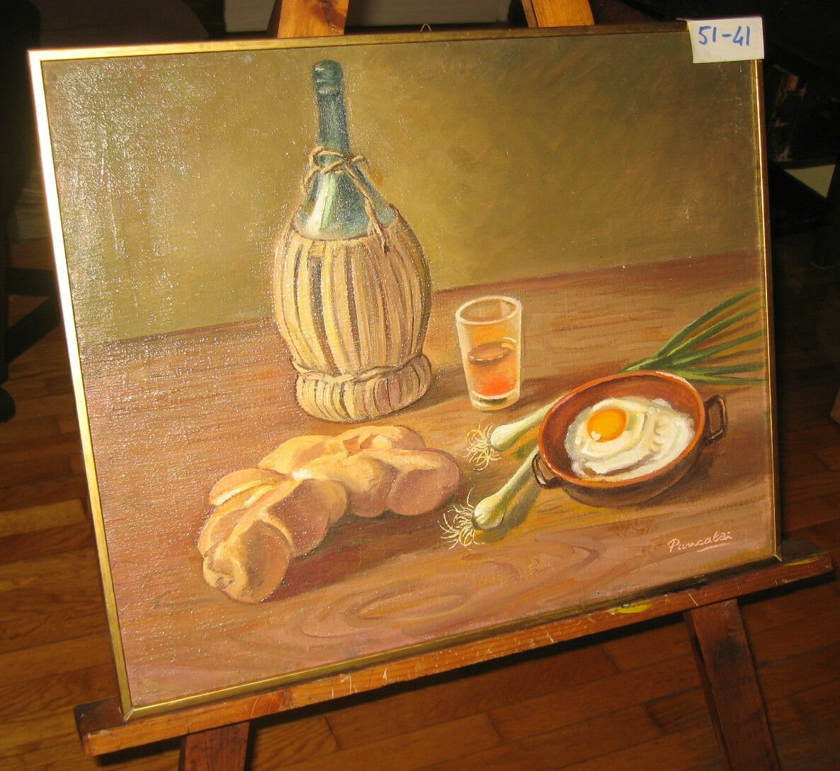 Antique Painting to Oil Painting Nature Still Food Viands on Table Vegetable