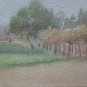 Small Painting Vintage Landscape Countryside Watercolour on Basket