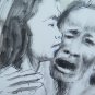 Drawing Sketch on Basket Victims War Vietnam Years 60 Painter Pancaldi P28.7