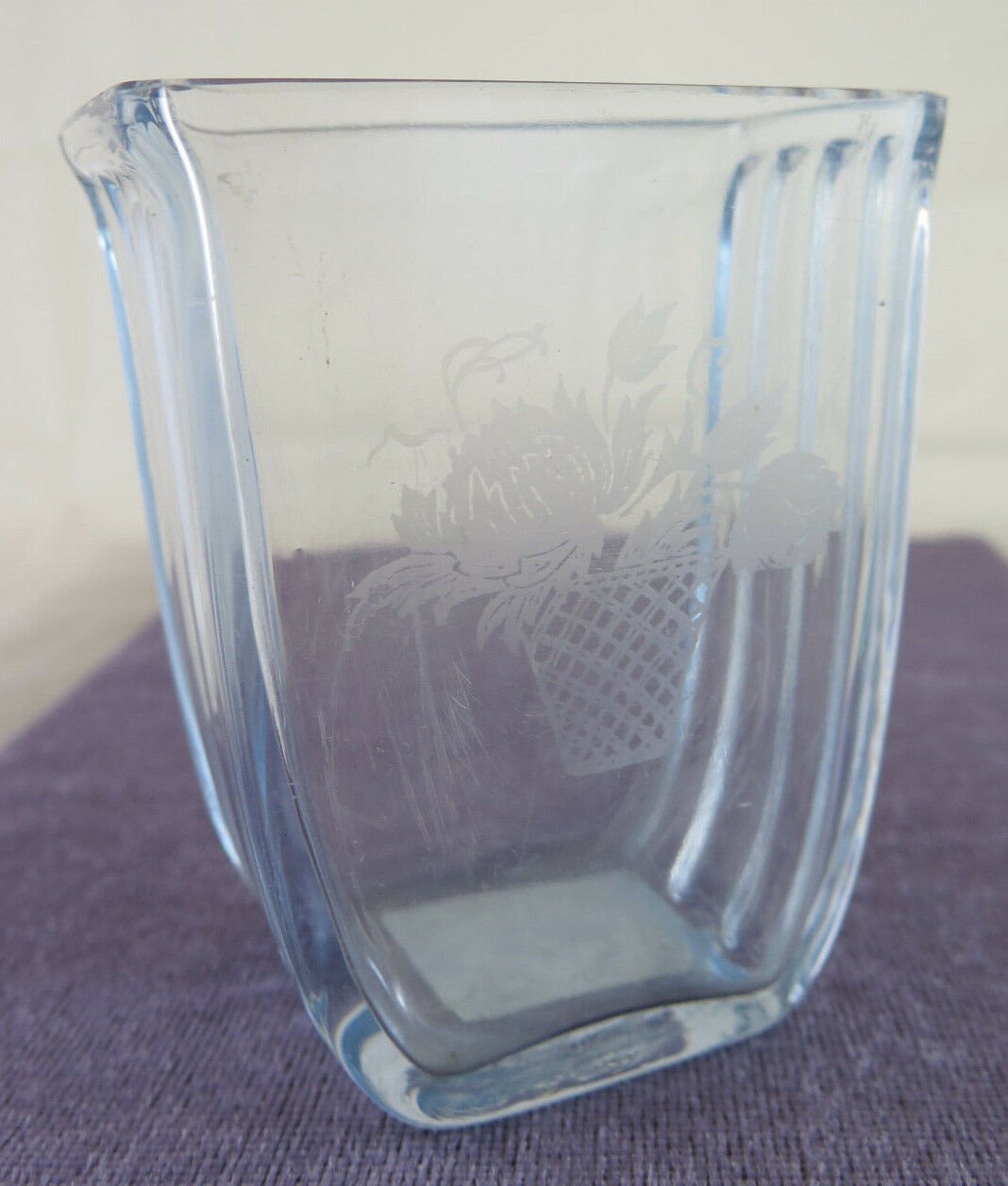 Small Jar Glass Antique half' Twentieth Century Bowl Table Vintage 1900 R54