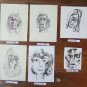 Five Antique Sketching D'Author Studies for Portrait Face Human Waterlily P28.5