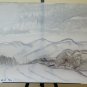 26x19 5/16in Painting Vintage Technical Frost Landscape Abstract Onirico P33.3