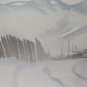 26x19 5/16in Painting Vintage Technical Frost Landscape Abstract Onirico P33.3