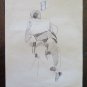 Old Drawing on Card Sketch for Male Figurine Studio by Painter P28.5