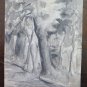 Antique Painted Sketch White and Black Bleak Landscape Winter D'Author P28.4