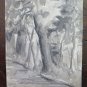 Antique Painted Sketch White and Black Bleak Landscape Winter D'Author P28.4
