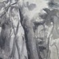 Antique Painted Sketch White and Black Bleak Landscape Winter D'Author P28.4