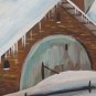 Large Painting Oil Landscape Winter Christmas with Snowflake 58 5/16x33 1/8in