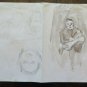 Drawing Antique Studio Preparatory for Shapes Human Hair Sketch Original P28.5