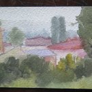 Painting Sketch Watercolour on Basket View from Rooftops of Piumazzo Modena P14