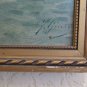 13 3/8x25 3/16in Lithography Vintage Boat & Fisherman Navy with Frame - Wood R93