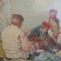 13 3/8x25 3/16in Lithography Vintage Boat & Fisherman Navy with Frame - Wood R93