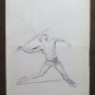 Two Old Sketching drawings Shapes Of Athletes Maratona Throwing Javelin P28.7
