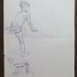 Two Old Sketching drawings Shapes Of Athletes Maratona Throwing Javelin P28.7