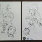 Two Old Sketchbook Pencil On Basket Portraits Man Woman Vintage Yrs 60 70 P28.8