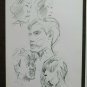 Two Old Sketchbook Pencil On Basket Portraits Man Woman Vintage Yrs 60 70 P28.8