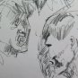 Two Old Sketchbook Pencil On Basket Portraits Man Woman Vintage Yrs 60 70 P28.8