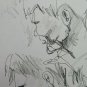Two Old Sketchbook Pencil On Basket Portraits Man Woman Vintage Yrs 60 70 P28.8