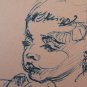 Drawing Antique Sketch Signed Reinoltz 1935 Studio Portrait Children BM53.2