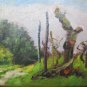 Painting Antique landscape oil On Board Painting Modern Of 900 Campi Summer p1