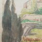 Painting Antique Signed landscape View Country France Waterlily On Basket BM53.2