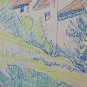 Old Drawing Vintage landscape Mende Saint Geniez France Years' 60 BM53.2